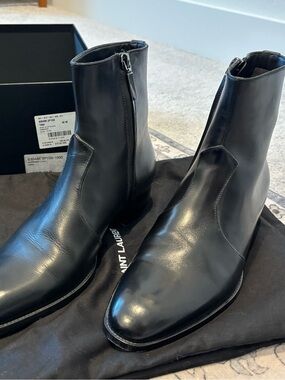 Saint Laurent Black Wyatt 40 Zip Bootie Box